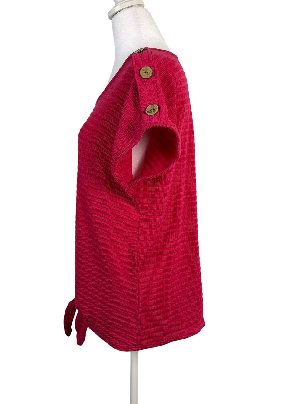 Wilde Raspberry Pink Crinkle Textured Tie-Front Tunic | Size Large - Picture 3 of 10